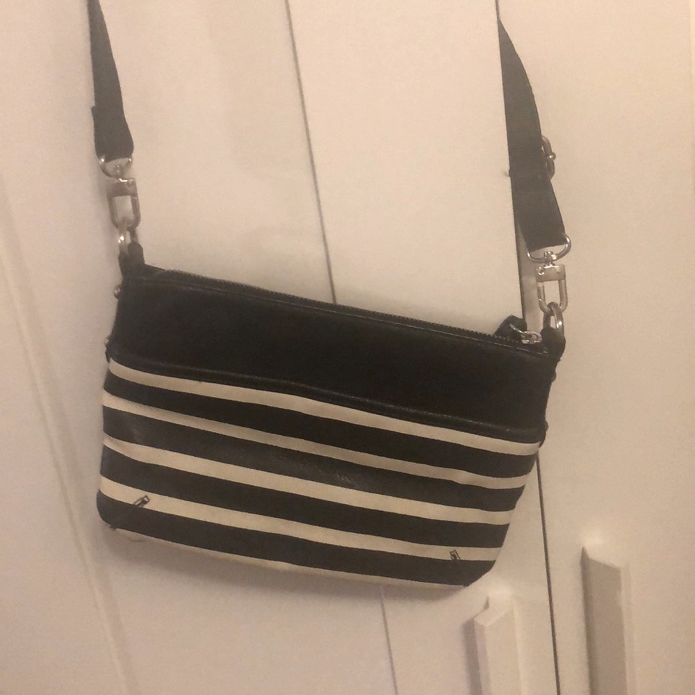 Black and white cross body purse